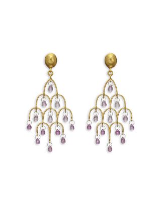 Gurhan - 22K Gold Pink Sapphire Briolette Chandelier Earrings