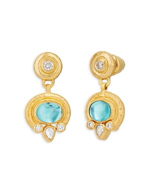 Gurhan 24K Yellow Gold Apatite and Diamond Drop Earrings