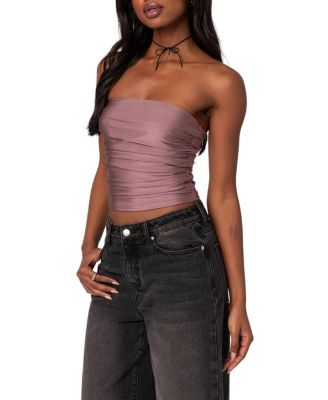  Maxeen Shiny Gathered Tube Top