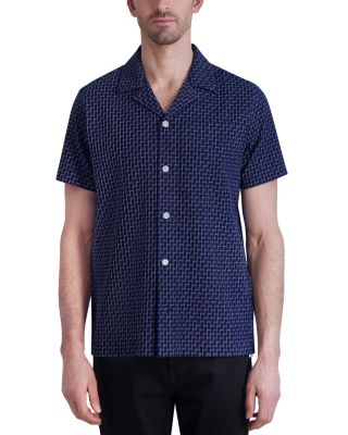 KARL LAGERFELD PARIS WHITE LABEL - Patterned Short Sleeve Camp Shirt