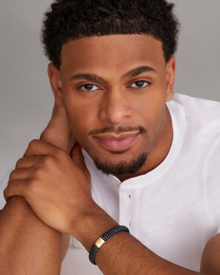 Men's 18K Yellow Gold & Sterling Silver Anthem Black Ceramic Caviar Station Bead Bracelet - Exclusive