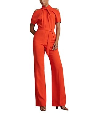 Shop Reiss Amari Cold Shoulder Jumpsuit In Orange