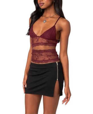 トップス Eaphi SHEER LACE ASYMMETRY CUT TOPS SHEER LACE ASYMMETRY CUT TOPS