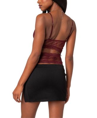 Spice Cut Out Sheer Lace Tank Top