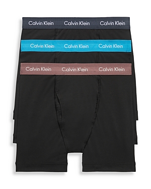 Shop Calvin Klein Cotton Stretch Moisture Wicking Boxer Briefs, Pack Of 3 In N07 Black