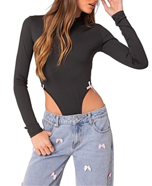Shop Edikted Marlo High Cut Bodysuit In Black