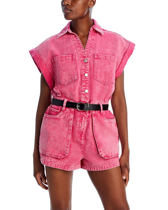 Pleated Denim Romper (Grey) main image 1