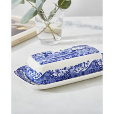 Blue Italian Covered Butter Dish