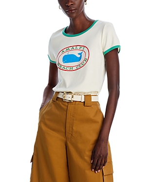 Shop Mother The Itty Bitty Cotton Ringer Tee In Amalfi Beach Coast