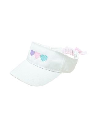 Bits & Bows - Girls' Hearts Bow Visor in White - Baby, Little Kid, Big Kid