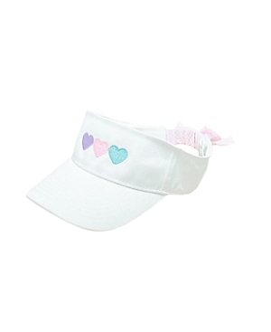 Shop Bits & Bows Girls' Hearts Bow Visor In White - Little Kid, Big Kid In White, Pink, Purple, And Aqua