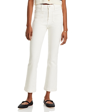 Shop Mother The Hustler High Rise Flare Jeans In Cream In Cream Puff