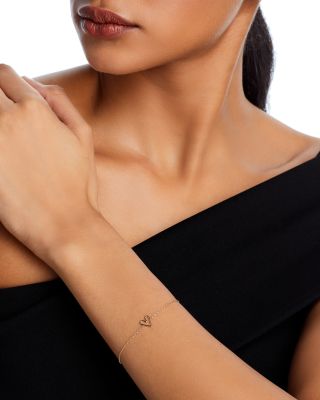 14K Yellow Gold Classic Open Heart Chain Bracelet