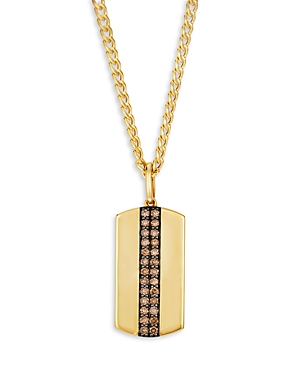 Men's Brown Diamond Pave Double Row Dog Tag Pendant Necklace in 14K Yellow Gold, 0.60 ct. t.w.