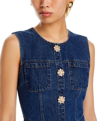 ワンピース SELF PORTRAIT DENIM SLEEVELESS MINI DRESS Denim Mini Dress – self-portrait
