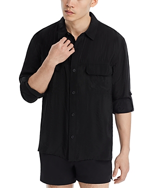 Simkhai Dennis Button Front Utility Shirt In Black