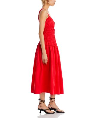 white christmas dresses Lemon Print Aqua Puff Sleeve Midi Dress - All Dresses main image 1