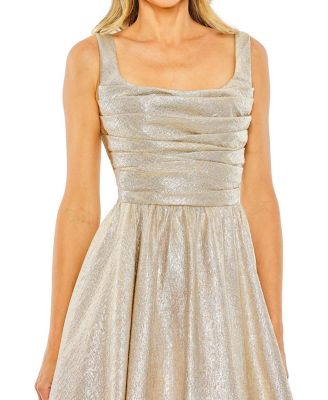 Metallic Pleated Bodice Ballgown