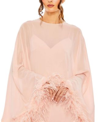 Feather Trimmed Trapeze Dress