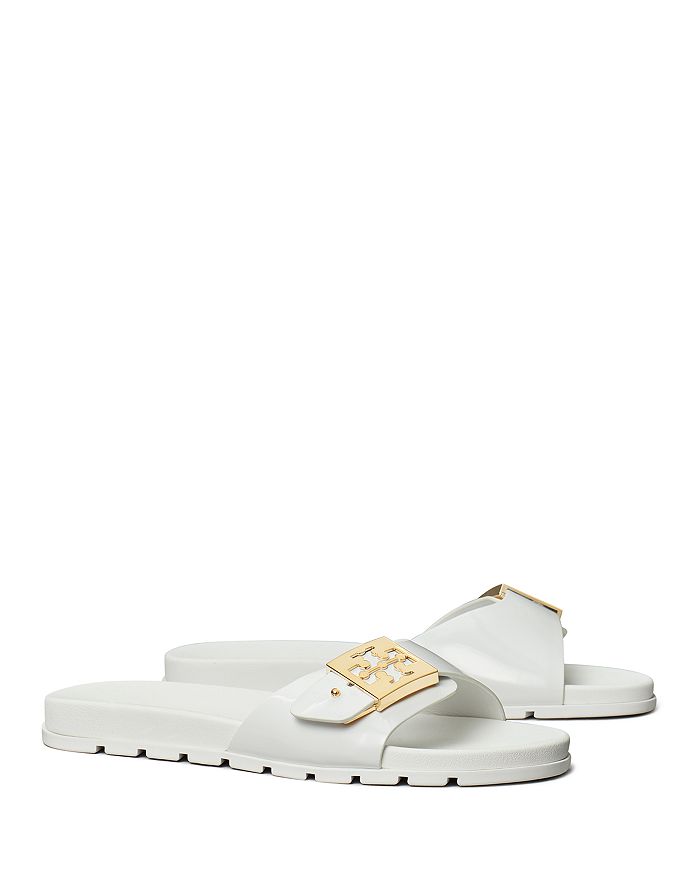 Shop Tory Burch Women's Slip On Buckled Slide Sandals In White