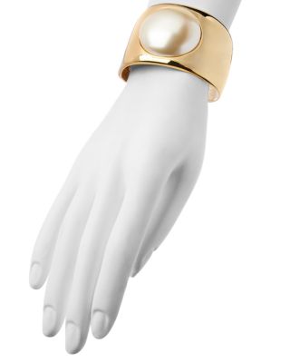 Imitation Pearl Center Cuff Bracelet