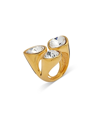 Shop Kenneth Jay Lane Crystal Cluster Ring In Silver/gold