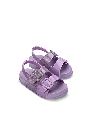 Mini Melissa Girls Lilac Purple Velcro Sandals In Lilac/glitter