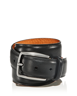 The Men's Store At Bloomingdale's Men's Brushed Nickel Buckle Italian Leather Belt - 100% Exclusive In Black