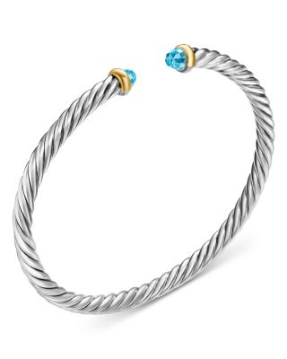 Sterling Silver & 14K Yellow Gold Cable Flex Bracelet, 4mm