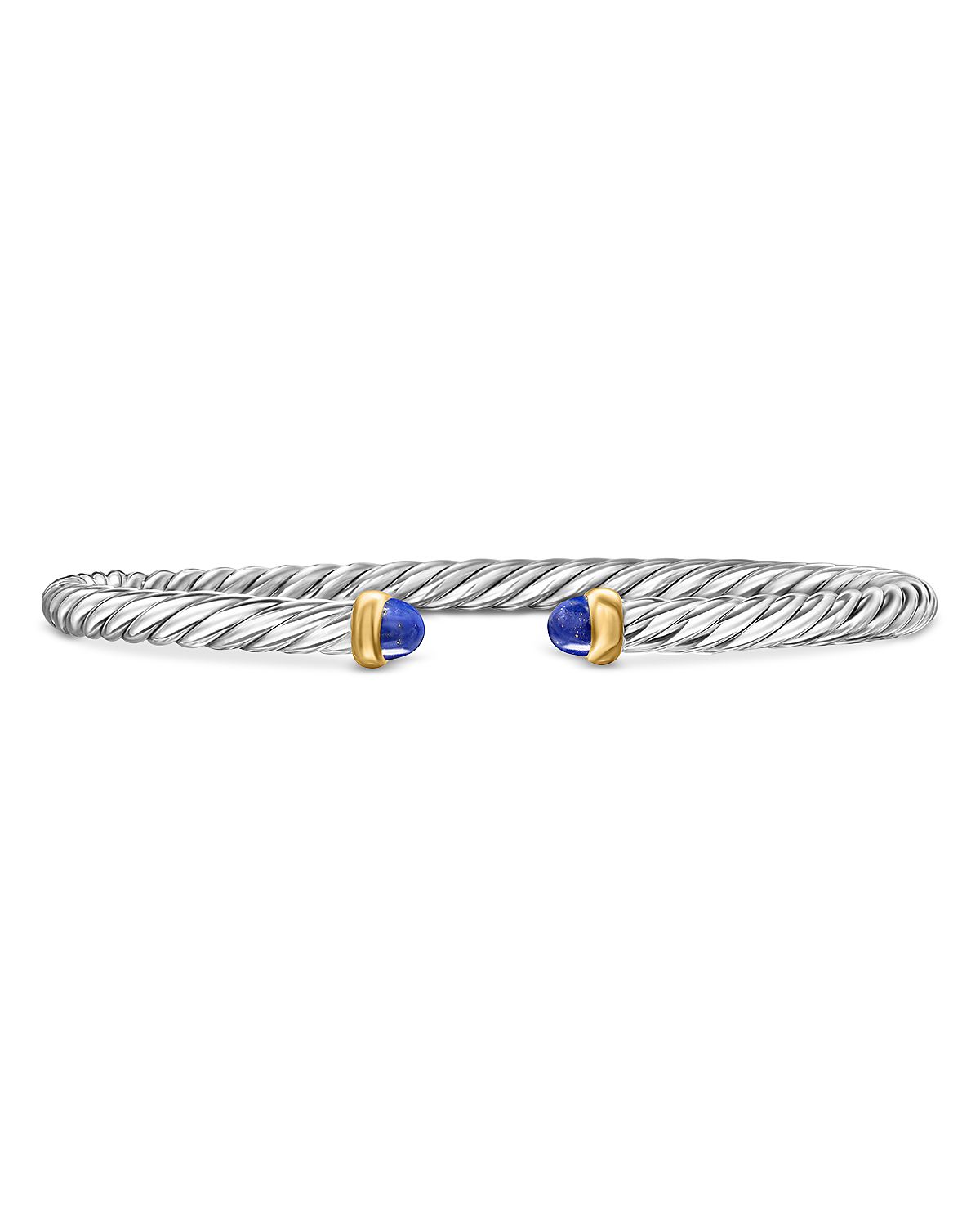 David Yurman Sterling Silver & 14K Yellow Gold Cable Flex Lapis Lazuli Bracelet, 4mm