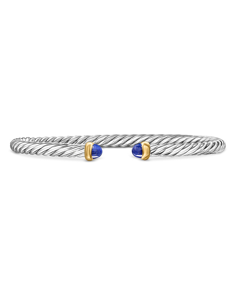 David Yurman Sterling Silver & 14K Yellow Gold Cable Flex Lapis Lazuli Bracelet, 4mm