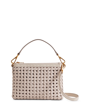 Shop Reiss Brompton Woven Crossbody Bag In Off White