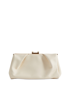 Shop Reiss Madison Boxy Leather Clutch In Off White