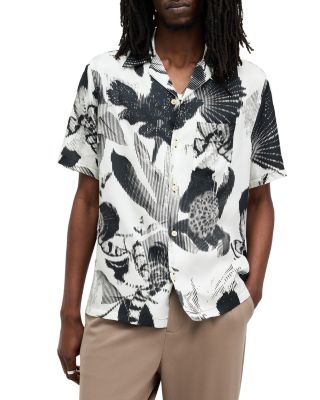 Allsaints Frequency Floral Print Relaxed Fit Button Down Camp Shirt