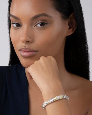 Lagos Caviar Oval Rope Bracelet with 18 Kt. Stations and Diamonds