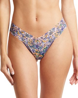 Printed Signature Lace Low Rise Thong
