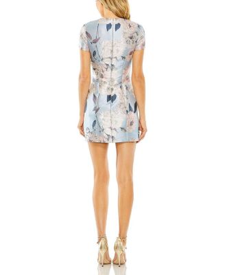 Women's Short Sleeve Fitted Floral Mini Dress