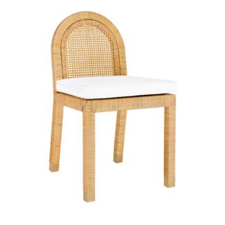 Amara Rattan and Performance Fabric Arched Back Dining Chair in Natural