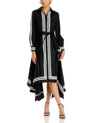 Handkerchief Hem Eyelet Trim Dress