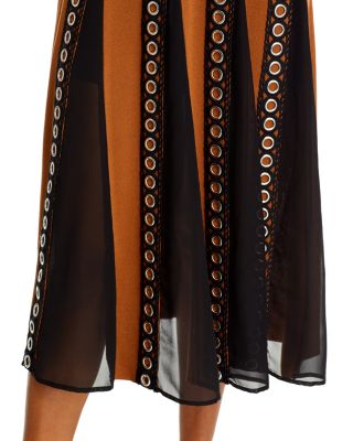 Grommet Trim Bell Sleeve Dress