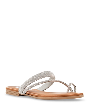 Shop Steve Madden Women's Fiorra Slip On Toe Ring Sandals In Silver