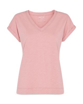 Willa V Neck Cap Sleeve Cotton Tee