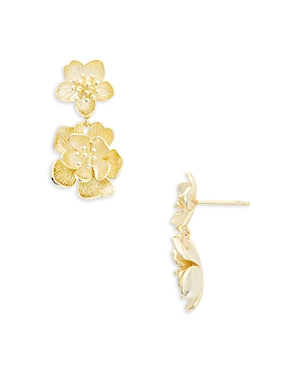 Shop Shashi Double Flower Drop Earrings In Gold