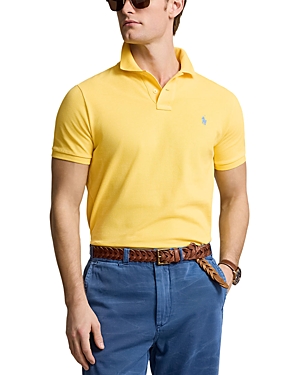 Polo Ralph Lauren Custom Slim Fit Printed Mesh Polo Shirt In Yellow
