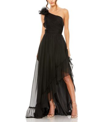 Mac Duggal Ruffled One Shoulder Asymmetrical Gown