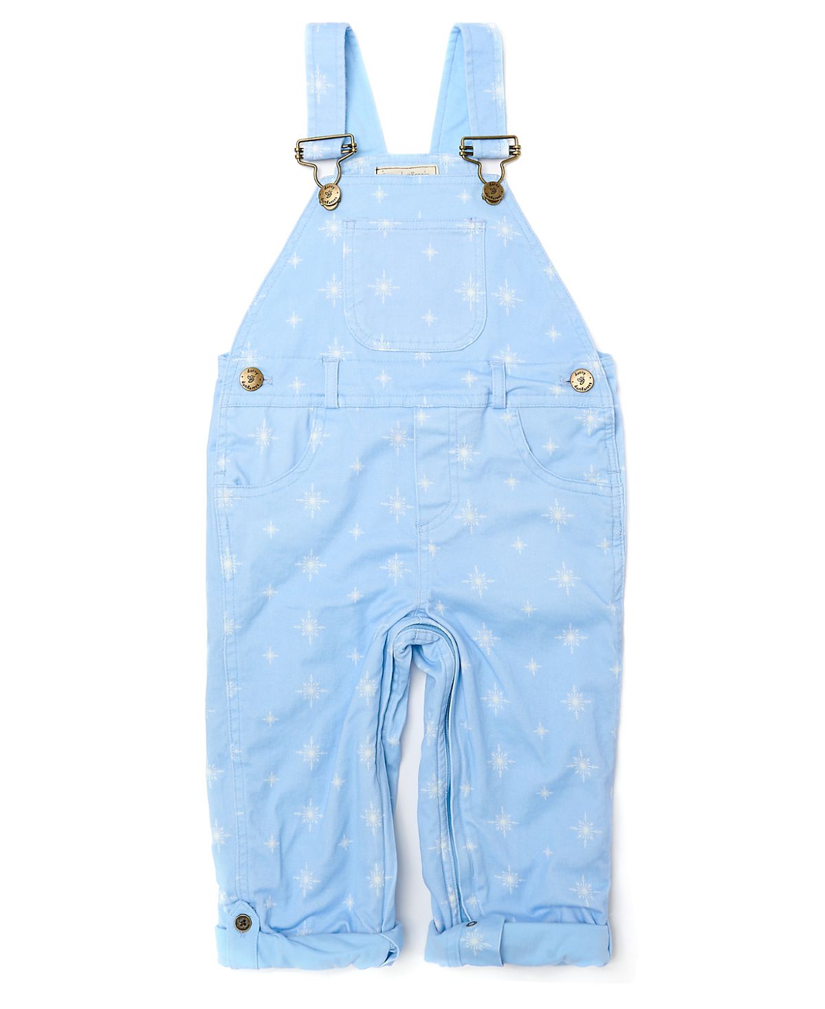Dotty Dungarees Ice Blue Snowflake Overalls - Little Kid