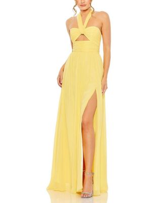 Mac Duggal - Ruched Halter Strap Keyhole Chiffon Gown