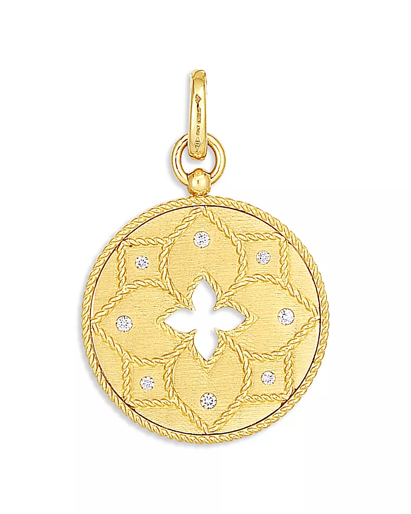 Roberto Coin 18K Yellow Gold Venetian Princess Diamond Flower Disc Pendant