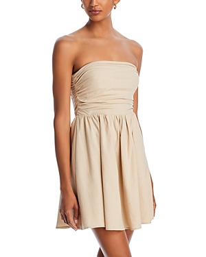 Shop Aqua Strapless Mini Dress - 100% Exclusive In Tan