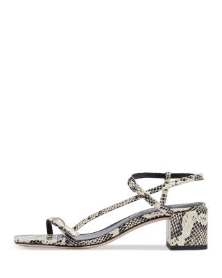 Women's Tash Square Toe Snake Embossed Block Heel Sandals 